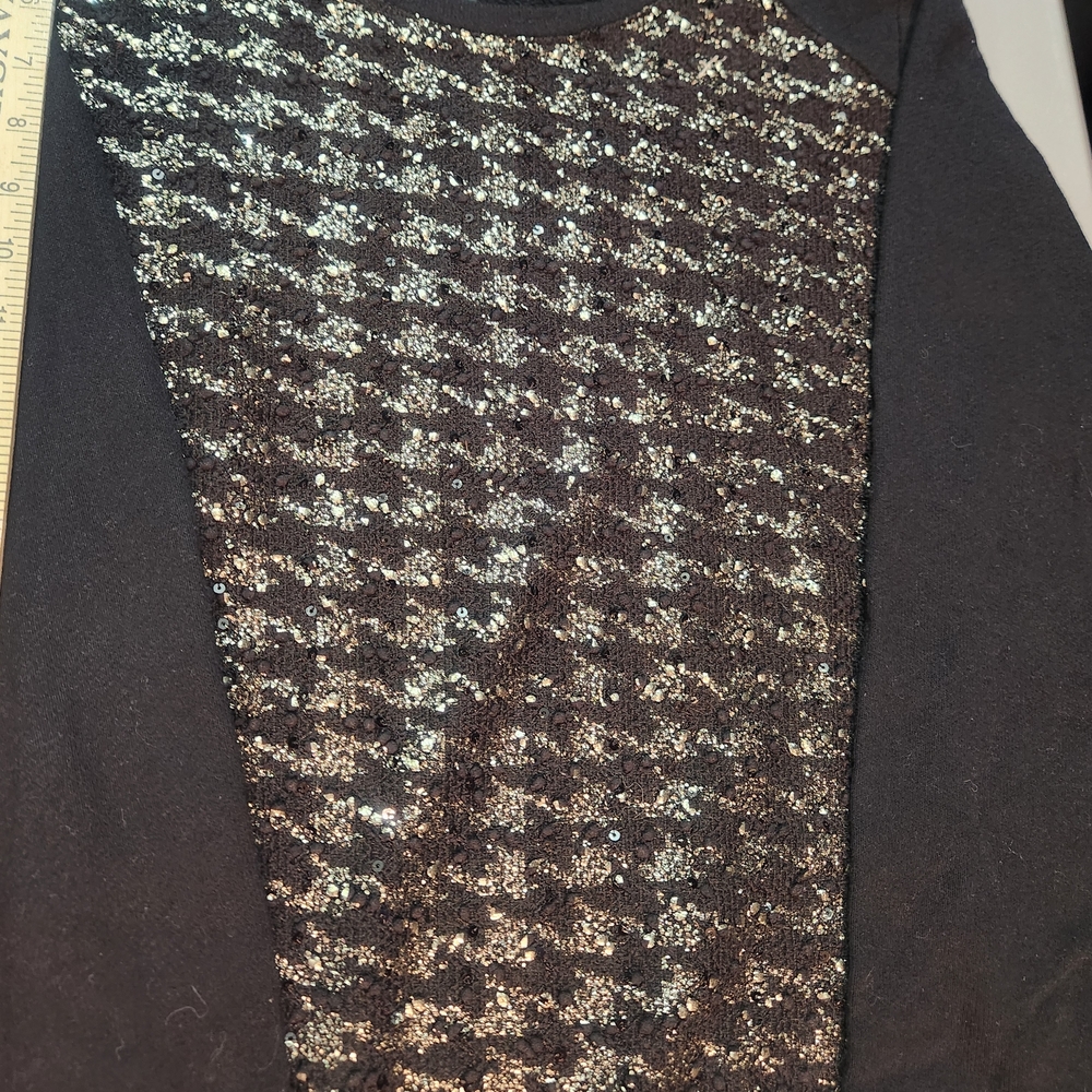 Style & Co. Black and Gold Sequin Blouse - Picture 5 of 13